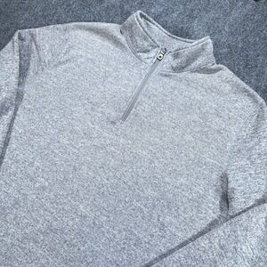 Croft & Barrow Sweater Mens 2XL Gray Fleece Lined Mock Neck Quarter Zip Pullover